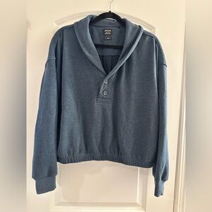 prAna Cozy Up Michie Top | Blue Fleece Knit Pullover Sweatshirt | Size L